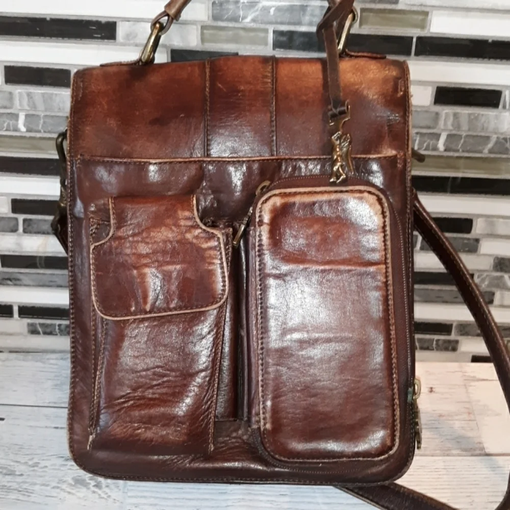 American Angel destressed leather bag